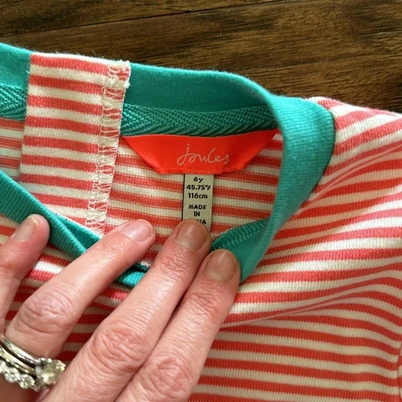 Joules Pink Striped Horse Dress 6 - Picture 3 of 7